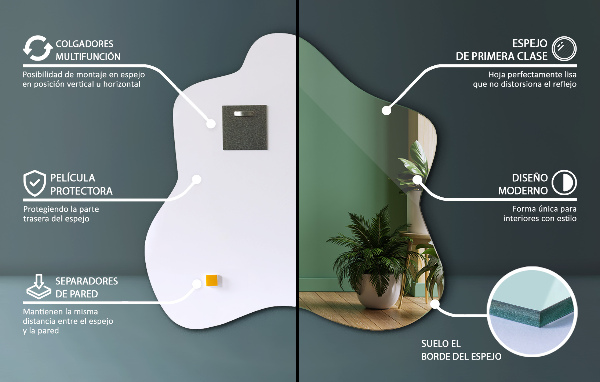 Lustro asymetryczne plama 48x48 cm