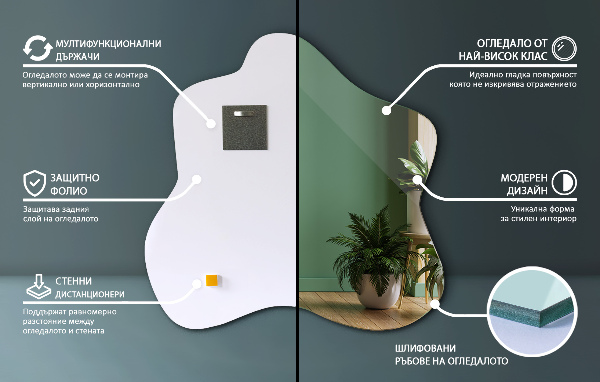 Lustro asymetryczne plama 48x48 cm