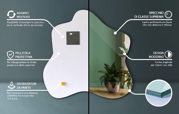 Lustro asymetryczne plama 68x67 cm