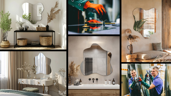 Lustro asymetryczne plama 77x77 cm