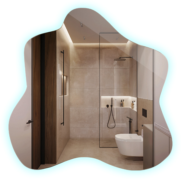 Lustro asymetryczne plama LED 58x58 cm