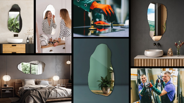 Lustro o nieregularnym kształcie dekoracyjne na ścianę 40x80