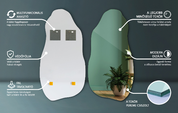 Lustro nieregularne bez ramy stylowy dodatek 45x90