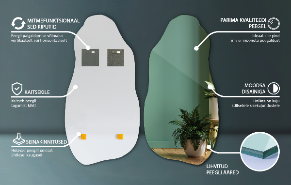 Lustro nieregularne bez ramy stylowy dodatek 45x90