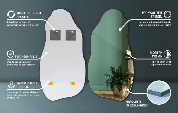 Lustro niesymetryczne oryginalne wiszące 50x100