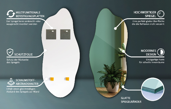 Lustro nieregularne dekoracyjne na ścianę 35x80 cm
