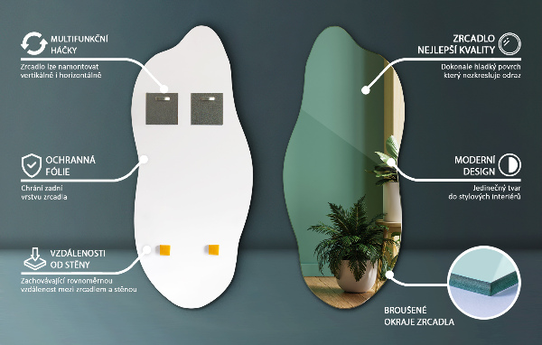 Lustro nieregularne dekoracyjne na ścianę 35x80 cm
