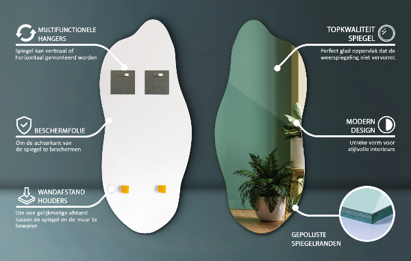 Lustro nieregularne dekoracyjne na ścianę 35x80 cm