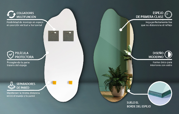 Lustro asymetryczne bez ramy 40x90 cm