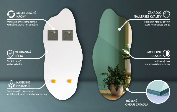 Lustro asymetryczne bez ramy 40x90 cm