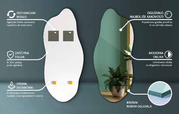Lustro asymetryczne bez ramy 40x90 cm