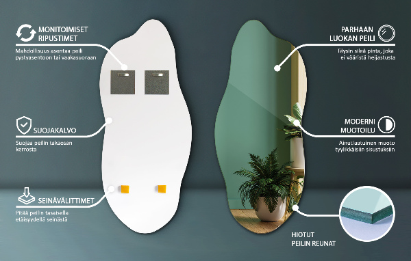 Lustro asymetryczne bez ramy 40x90 cm