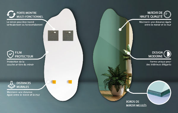 Lustro niesymetryczne nowoczesne 45x100 cm