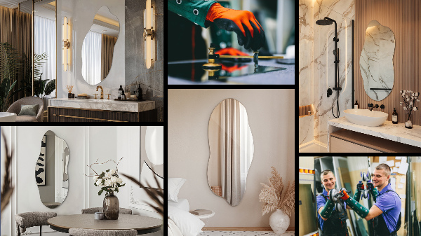 Lustro niesymetryczne nowoczesne 45x100 cm