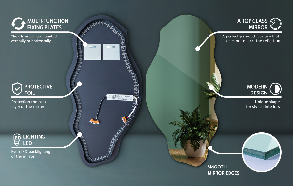 Nietypowe lustro z podświetleniem dekoracyjne 50x100 cm