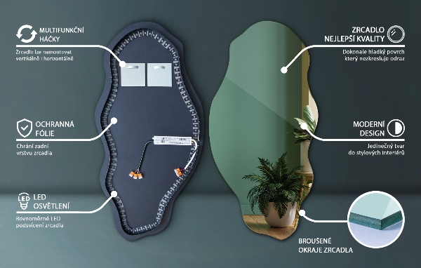 Nietypowe lustro z podświetleniem dekoracyjne 50x100 cm