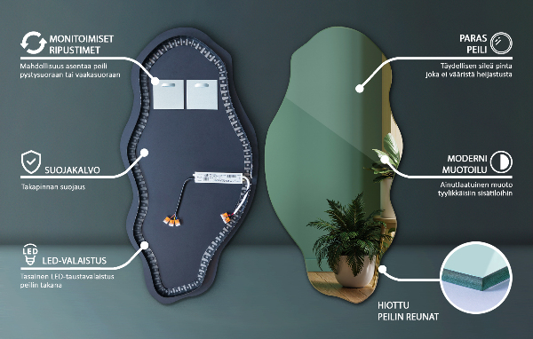 Nietypowe lustro z podświetleniem dekoracyjne 50x100 cm