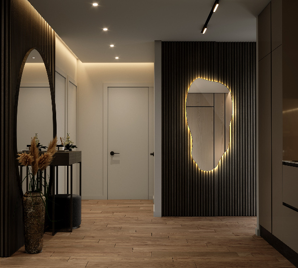 Lustro o nieregularnym kształcie led 45x90 cm