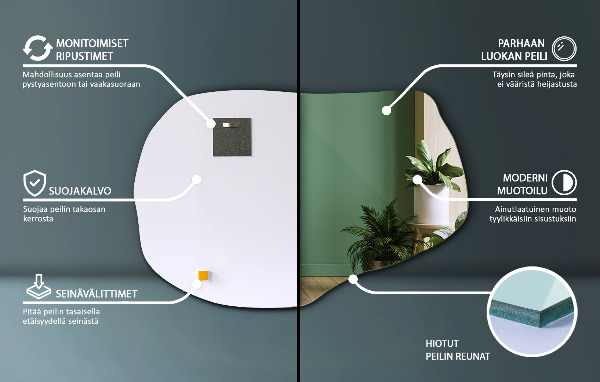 Lustro nieregularny kształt ozdobne 70x46 cm