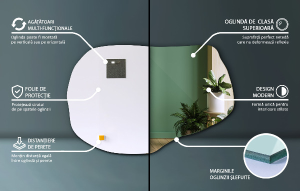 Lustro kształt organiczny bez ramy 80x52 cm