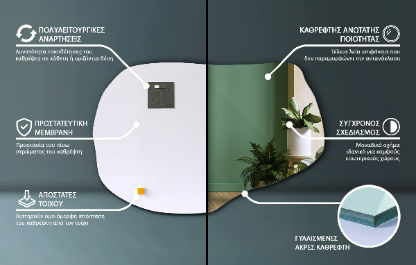 Lustro kształt organiczny bez ramy 80x52 cm