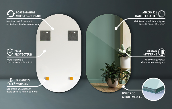 Lustro owalne na ścianę bez ramy 52x90 cm