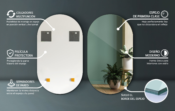 Lustro owalne na ścianę bez ramy 52x90 cm