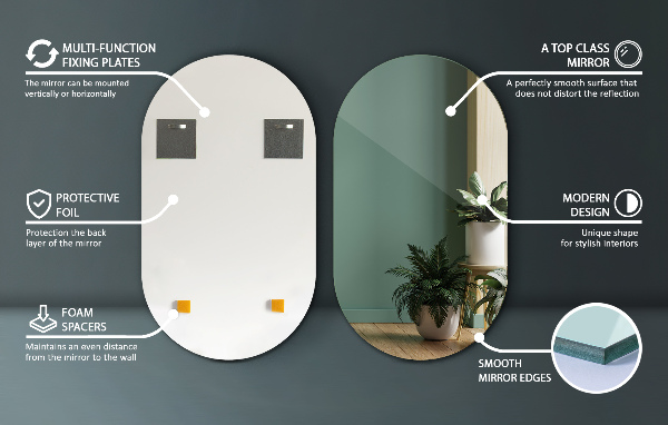 Owalne lustro bez ramy 58x100 cm