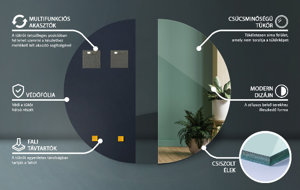 Lustro półokrągłe bez ramy 30x60 cm