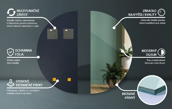 Lustro półokrągłe bez ramy 30x60 cm