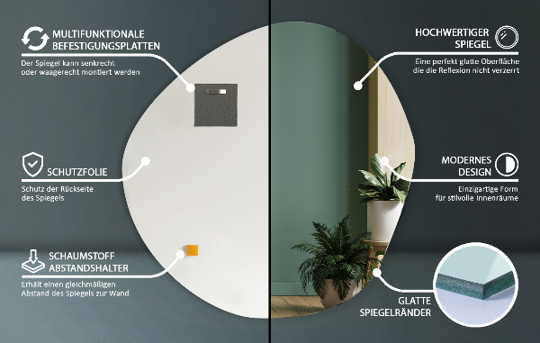 Lustro nieregularne ścienne wiszące 48x48 cm