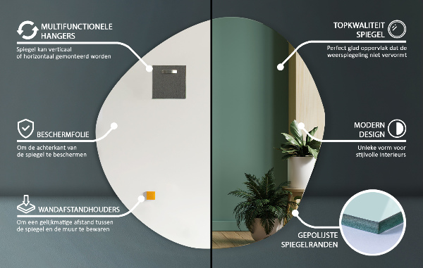 Lustro nieregularne ścienne wiszące 48x48 cm