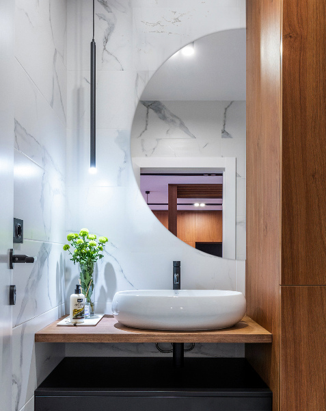 Ścienne lustro półokrągłe bez ramki 50x100 cm