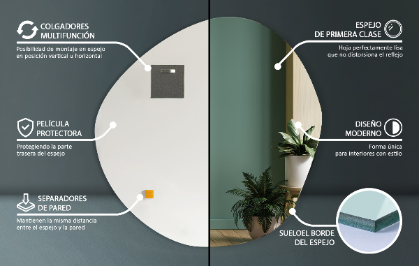 Nieregularne lustro dekoracyjne na ścianę 58x58 cm