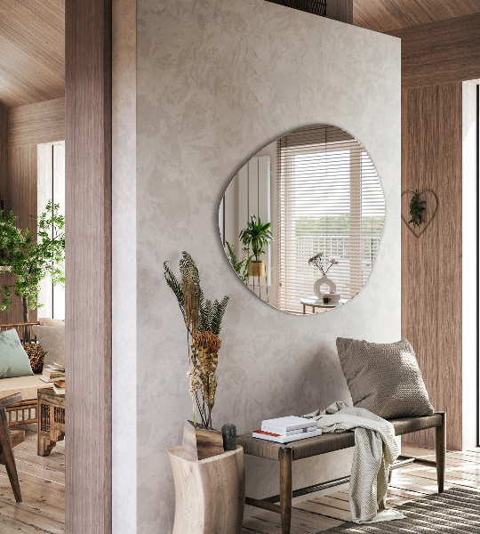 Lustro wiszące asymetryczne japandi 68x67 cm