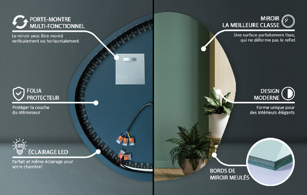Nieregularne lustro podświetlane 97x96 cm