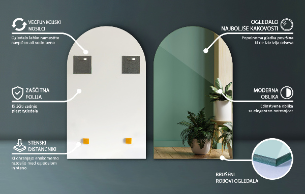 Lustro półowalne 40x70 cm