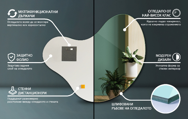 Lustro organiczne bez ramy 48x48 cm