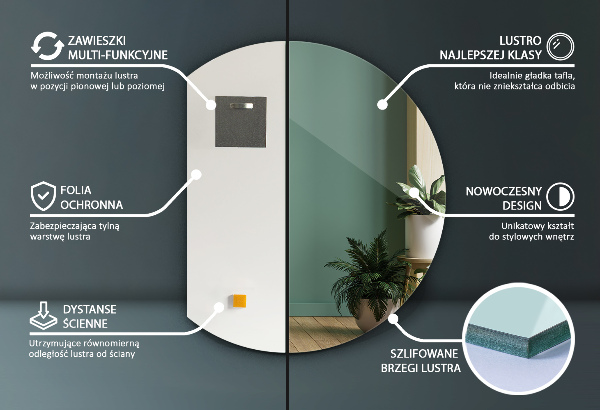 Lustro ścięte dekoracyjne 63x70 cm