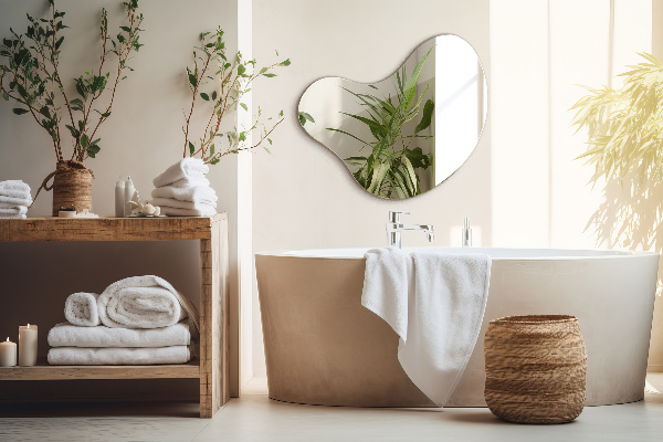 Lustro kształt organiczny bez ramy 68x67 cm