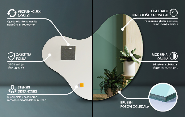 Lustro asymetryczne bez ramy 77x77 cm