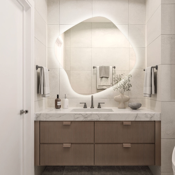 Dekoracyjne lustro nieregularne z podświetleniem led 48x48 cm