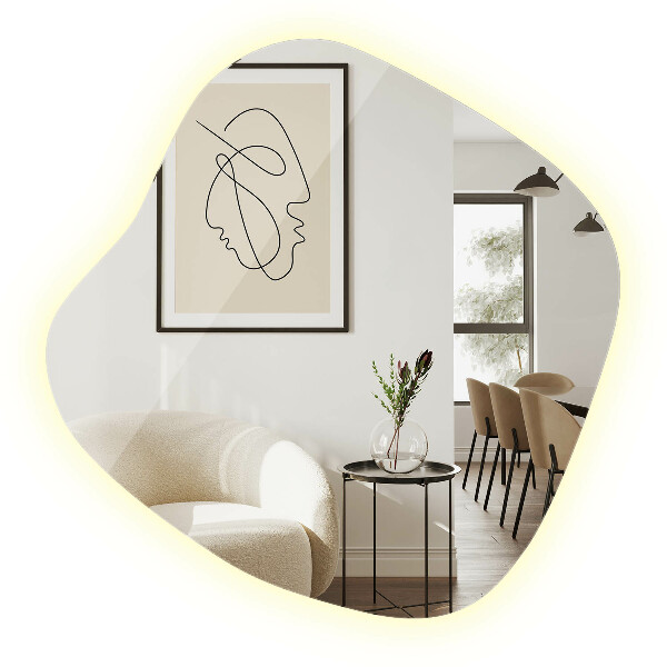 Dekoracyjne lustro nieregularne z podświetleniem led 59x58 cm