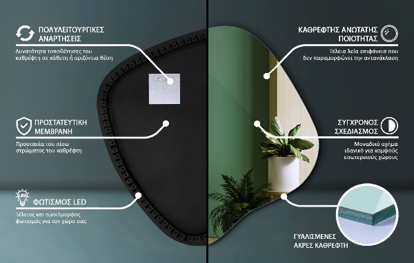 Dekoracyjne lustro nieregularne z podświetleniem led 77x77 cm