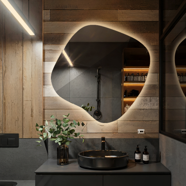 Dekoracyjne lustro nieregularne z podświetleniem led 77x77 cm