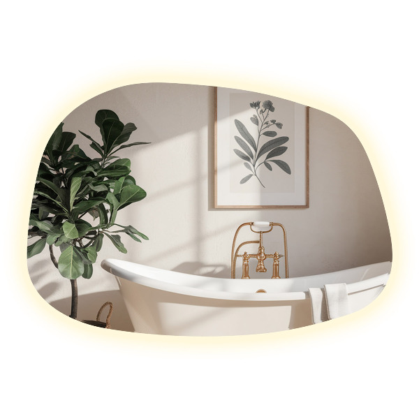 Lustro nieregularne LED w kształcie plamy 68x47 cm