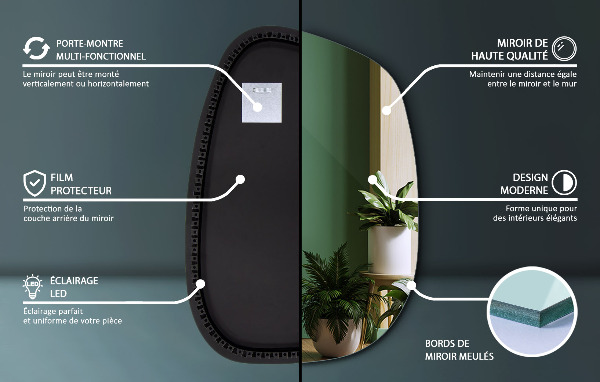 Lustro nieregularne LED w kształcie plamy 79x57 cm