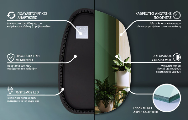 Lustro nieregularne LED w kształcie plamy 79x57 cm