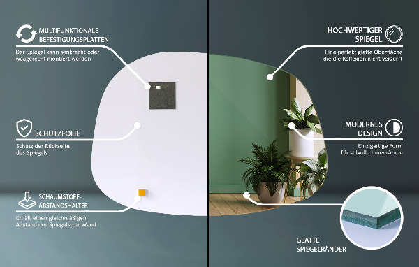 Lustro nieregularne w kształcie plamy 68x47 cm