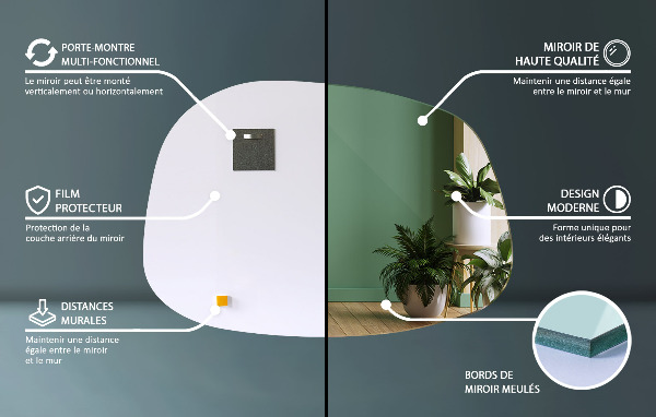 Lustro nieregularne w kształcie plamy 79x57 cm